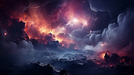 Wall Mural - galaxy and nebula photo with purple and pink color tone, hyper realistic Made by AI generated