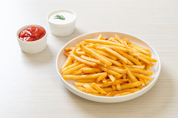 Wall Mural - French fries with sour cream and ketchup