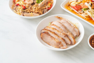 Wall Mural - Thai Grilled Pork Neck with Spicy Dipping Sauce