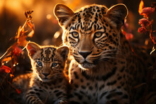 Leopard In Its Natural Habitat, Wildlife Photography, Generative AI