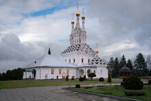 View Of The Odigitrievsky Church On The Territory Of The Vyazma Ioanno-Predtechensky Monastery On A Sunny Day With Clouds, Vyazma, Smolensk Region, Russia