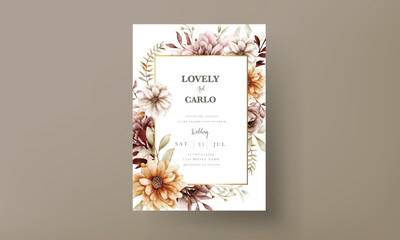 Wall Mural - beautiful autumn floral wedding invitation card template