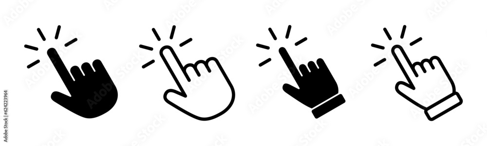 Hand click icon set illustration. pointer sign and symbol. hand cursor ...