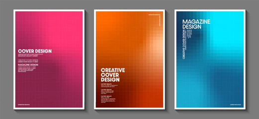 Cover design with geometric shapes and gradient multicolored background. Ideas for magazine covers, brochures and posters. Vector illustration.
