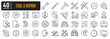 © Abbasy  Kautsar - Tool and repair simple minimal thin line icons. Related service, setting, restoration, car service, workshop. Editable stroke. Vector illustration.
