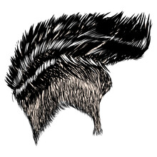 Illustration Of Black Undercut Hair. Perfect For Sticker, Icon, Logo, Element With Hairstyle, Barbershop Theme.