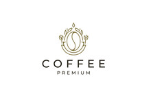 Nature Coffee Minimalist Line Style Logo Icon Design Template Flat Vector