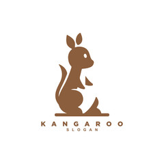 Wall Mural - Negative space Australian  kangaroo pouch logo design vector