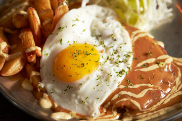 Wall Mural - Pork cutlet and fried egg