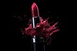 Smudged lipstick isolated on black background