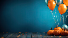 Halloween Background With Pumpkins And Balloons