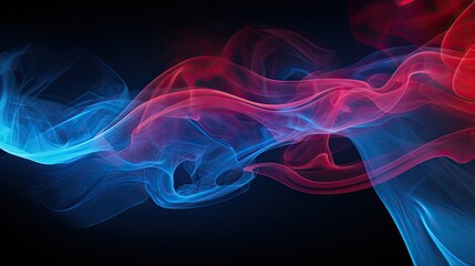 Wall Mural - Abstract blue and red smoke steam moves on a black background