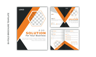 Wall Mural - Minimalist bi fold business brochure design template, company profile page. 