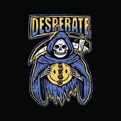 Poster - Grim reaper tee graphic vector.