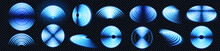 Realistic Set Of Blue Radio Wave Signal Signs Isolated On Transparent Background. Vector Illustration Of Radial Symbol Of Wifi Connection, Sound Spread, Pulse Effect, Vibration Frequency, Radar Area