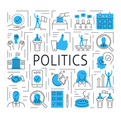 Wall Mural - Politics and elections poster in line style