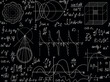 Scientific math educational vector seamless background with formulas, figures, plots, 