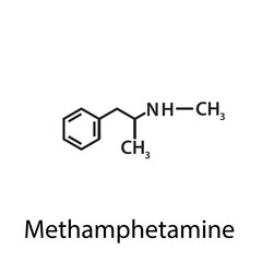 Wall Mural - Methamphetamine structure formula flat style