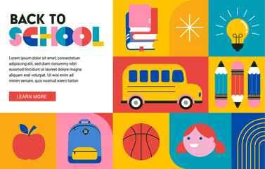 Back to school, geometrical modern style design. Back to school sale, promotion, poster and flyer