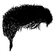 Illustration Of Black Undercut Hair. Perfect For Sticker, Icon, Logo, Element With Hairstyle, Barbershop Theme.