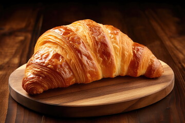 croissant bread on wood background