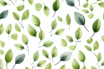 Wall Mural - green leaves on white background