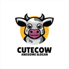 Wall Mural - cow head mascot illustration logo design