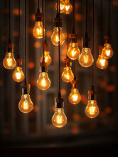A Display With Many Light Bulbs Hanging From A Window
