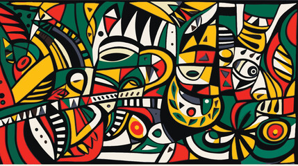  Abstract pattern in native African style. Vector illustration. Traditional African abstract painting