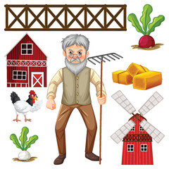 Wall Mural - farm objects and elements vector set
