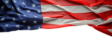 Waving American Flag Isolated On Transparent Background