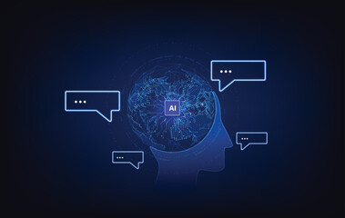 Poster - Chatbot Chat with AI, Artificial Intelligence, artificial intelligence by enter command prompt for generates something, Futuristic technology transformation.