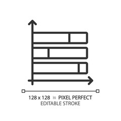 Poster - Horizontal stacked column chart linear icon. Budget management. Demographic data. Information display. Thin line illustration. Contour symbol. Vector outline drawing. Editable stroke