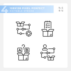 Poster - Pixel perfect black icons set of product management, editable thin line illustration.