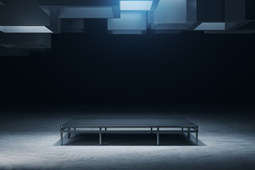 Aufkleber - Modern grunge interior with empty pedestal for mock up. 3D Rendering.