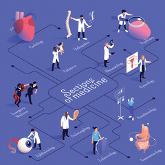 Poster - Sections Of Medicine Isometric Flowchart