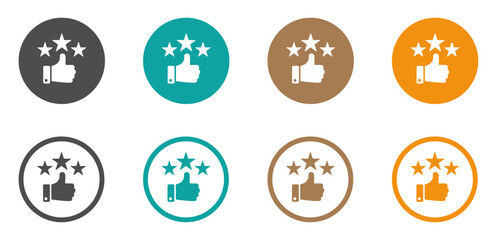  Hand with thumb up and stars rating vector icons collection