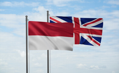 United Kingdom and Indonesia and Bali island flag