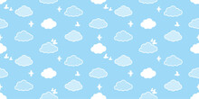 Cloud Seamless Pattern Bird Seagull Pigeon Polka Dot  Striped Japanese Wave Checked Raining Vector Cartoon Repeat Background Scarf Isolated Animal Tile Wallpaper Gift Wrapping Paper Illustration Doodl
