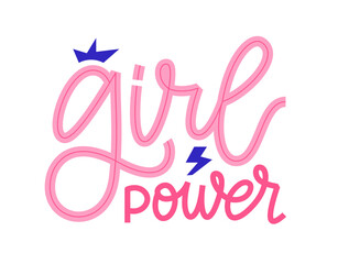 girl power logo quote. girl power word. trendy graphic design with text girl power and lightning bol