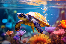 Sea Turtle Swimming In Water