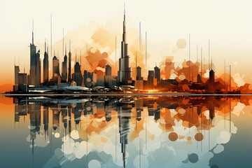 Aufkleber - This image presents the Burj Khalifa through a minimalist abstract approach.  Generative AI technology.