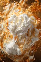 Poster - An abstract representation of beer foam created using geometric patterns and textures. The image captures the frothy and bubbly nature of beer foam, Generative AI technology.