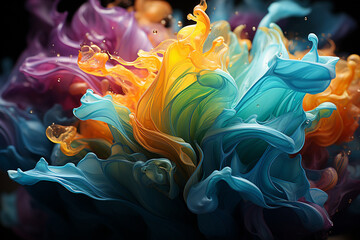 Aufkleber - The image showcases vibrant hues of green, purple, and blue, swirling and intertwining in a mesmerizing display of natural beauty Generative AI.