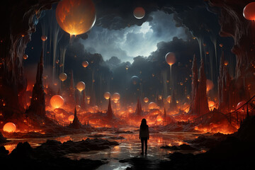 Poster - The composition highlights the vastness of the celestial canvas, creating a sense of awe and wonder. Generative AI.