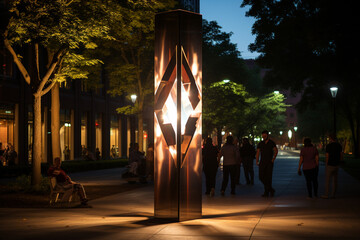 Poster - A minimalist sculpture inspired by the silhouette of a light pole.  Generative AI.