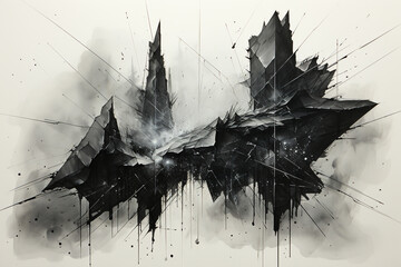 Aufkleber - A series of abstract drawings that explore the lines and shapes inspired by lightning. Generative AI.
