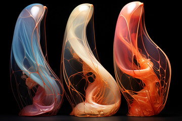 Aufkleber - A series of images capturing the different stages of cocoon formation, from the initial silk spinning to the final sealed structure.  Generative AI.