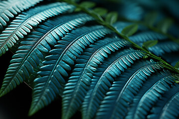 Leinwandbilder - A close-up photograph of a fern leaf, where the intricate details are transformed into a mesmerizing pattern of geometric shapes.  Generative AI.