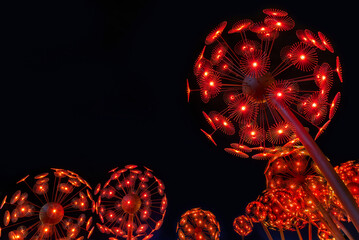 Poster - abstract neon glowing flower. bright sparkling background. psychedelic background